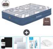 Bestway luchtbed - 2-Persoons - 152 x 203 x 36 cm - Blauw - Inclusief pomp - Hoeslaken - Kussen - Kussenbeschermer en Reparatieset