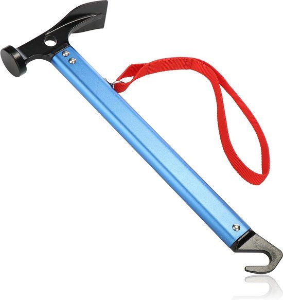 COM-FOUR® Campinghamer met haringtrekker, tenthamer met handlus, haringhamer van aluminium, campingaccessoires (tenthamer aluminium - 1 stuk)