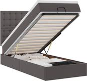 vidaXL - Ottomaans bed met matras en LED's - Kunstleer - Grijs - 90x190cm
