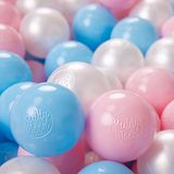 KiddyMoon Plastic Ballen Voor Kinderen Ø 6Cm Kleurig Gecertificeerd, Babyblue-Poeder Roze-Parel, 1200 Ballen/6Cm
