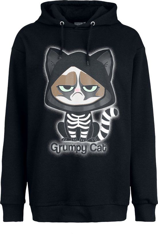 Grumpy Cat Oversize Dames Trui met capuchon - Zwart - L