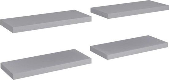 vidaXL Wandschappen zwevend 4 st 60x23,5x3,8 cm MDF grijs