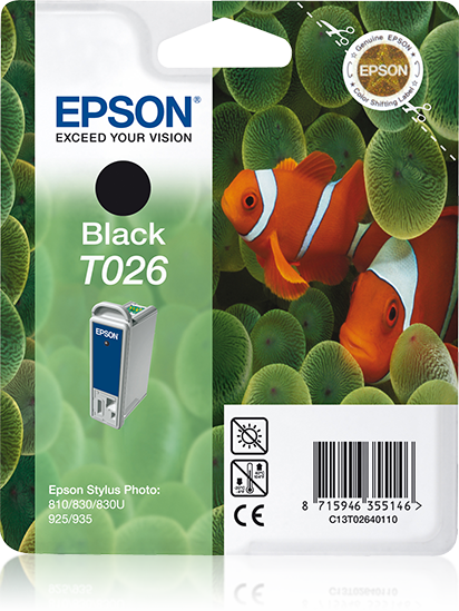 Epson inktpatroon Black T026 single pack / zwart