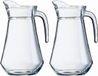 Gerimport Carafe à eau - 4x - pichet - verre - 1,3 litre - hauteur 22 cm