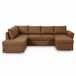 Hioshop Stan U-vormige slaapbank met chaise longue aan de rechterkant, bruin PU kunstleer.