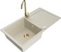Mexen Leo évier en granit 1 cuve avec égouttoir et robinet de cuisine Telma, beige
