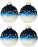 8x stuks boules de Noël luxueuses en verre 7 cm bleu/blanc avec étoiles