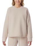 Schiesser Sweatshirt Dames Beige Gestipt Ronde Hals Lange Mouw Katoenmix