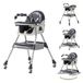 StarTech Baby hoogstoel - Schommelpaard en eetstoel - Hoogte verstelbaar - Afneembaar tafelblad - Veiligheidsgordel - Gevoerd zitvlak - Metalen frame - Grijs