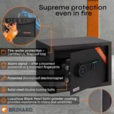 Brihard Family Biometric Black Pearl Safe - Elektronische Kluis met Vingerafdruk en Code