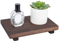 Socle en bois pour cuisine, salle de bain ou plan de travail, porte-savon en bois, plateau d'affichage rustique, plateau rectangulaire pour bougies, flacons, maquillage, serviettes et plantes, brun coco, 23x15x4cm