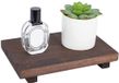 Socle en bois pour cuisine, salle de bain ou plan de travail, porte-savon en bois, plateau d'affichage rustique, plateau rectangulaire pour bougies, flacons, maquillage, serviettes et plantes, brun coco, 23x15x4cm