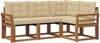 vidaXL Hoek loungeset Acacia hout Natuurlijk en beige 4-delig