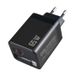 Chargeur de voyage GaN 65W - Câble USB-C rétractable, ports USB-C/USB-A - Noir