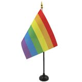 AZ FLAG Tafelvlag Regenboog 15x10 cm Polyester 100D Plastic Voet