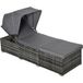 Banc solaire en polyrotin avec auvent bain de soleil réglable rotin de jardin meubles de jardin chaise longue avec coussin gris 195 x 65 x 40 cm