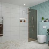 FortiFura Galeria inloopdouche - 80x200cm - rookglas - wandarm - mat wit