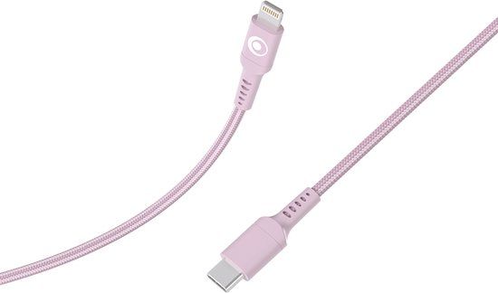 Bigben Connected USB-C / Lightning 3A Power Delivery 60W 1,2 m Oplaad- en overdrachtkabel, Roze
