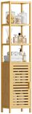 Armoire en bambou, 6 étagères, étroite et haute, avec porte, finition naturelle