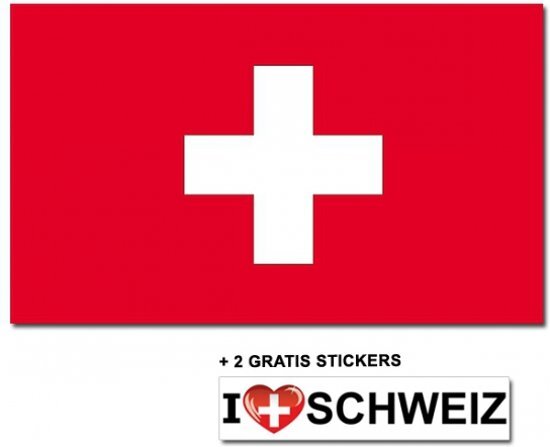 - Zwitserse vlag met 2 gratis Zwitserland stickers