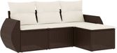 vidaXL 4-delige Loungeset met kussens, polyrattan, bruin