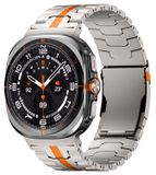 Wigento Samsung Galaxy Watch Ultra 47mm: Replacement Smartwatch Band, Titanium Alloy, Three Bead, Orange/Titanium