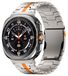 Wigento Samsung Galaxy Watch Ultra 47mm: Replacement Smartwatch Band, Titanium Alloy, Three Bead, Orange/Titanium