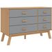 Meubles de rangement Olden gris et marron bois de pin solide armoire à tiroirs CFW670649