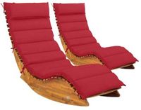 Casaria Set van 2 Ligstoelen Java - FSC® Acaciahout met Kussen - Rood