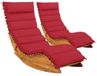 Casaria Set van 2 Ligstoelen Java - FSC® Acaciahout met Kussen - Rood
