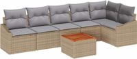 vidaXL Tuinbank - Set - 7 - st - Beige - poly - rattan