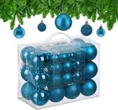 Relaxdays Boules de Noël Set de 50 - Turquoise - Plastique - Incassable