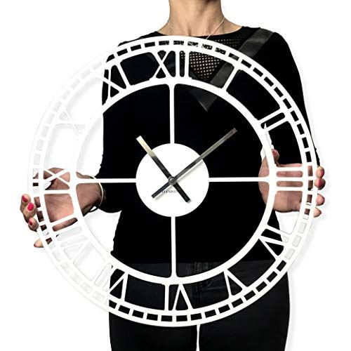 FLEXISTYLE Vintage wandklok metaal - zwart - 50cm - Made in EU