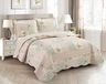 Brilliant Sunshine Traditionele roze en salie patchwork, met rozenknoppatchframes, 3-delige dekbedovertrekset met 2 shams, omkeerbare sprei, lichtgewicht sprei, het hele seizoen, volledig/koningin