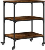 vidaXL Keukentrolley 60x41x76 cm bewerkt hout gerookt eikenkleurig