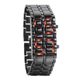 JewelryWe Mode Unisex Mannen Lava Rood Blauw LED Digitale Zwarte Armband Horloges, Rood, Armband