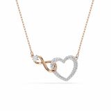 Swarovski Swarovski Infinity ketting, Oneindigheidssymbool en hart, Wit, Gemengde metaalafwerking