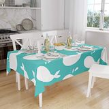 Bonamaison Tafelkleed, Anti-Mold, Sneldrogend, Waterdicht, 100% Polyester Tafellaken, Turkoois, wit, 140 x 160 Cm