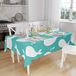 Bonamaison Tafelkleed, Anti-Mold, Sneldrogend, Waterdicht, 100% Polyester Tafellaken, Turkoois, wit, 140 x 160 Cm