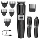 BarberBoss Snoerloze verzorgingsset voor mannen, baardtrimmer, tondeuse en neustondeuse, 3-in-1 gezichtsverzorging voor heren, met USB-oplaadbaar