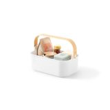 Umbra Bellwood Rectangular Storage Basket - White/Wood - ABS, Ash Wood, Nylon, Silicone