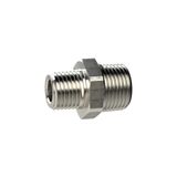 Riegler Dubbele schroefdraadstapel, R 1/4 a., R 1/4 a., SW 14, messing vernikkeld, werkdruk max. 25 bar, bedrijfstemperatuur. Maximale 150 °C.