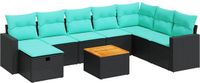 vidaXL 9-delige loungeset met kussens, polyrattan, zwart