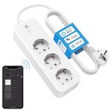 Eightree Intelligent meervoudig stopcontact met 3 AC-stopcontacten, wifi, met verbruiksbewaking en afstandsbediening, compatibel met Alexa, Google Home, SmartThings, spraakbediening, 16 A, 1,5 m