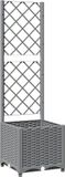 vidaXL Plantenbak met latwerk 40x40x136 cm polypropeen lichtgrijs