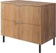3xE living Meuble sous-vasque sur pieds 80 cm, chêne craft, poignée argent | L 80 x P 46 x H 77 cm, sur pieds noirs, avec plan de travail, poignées argentées