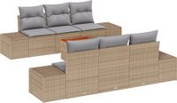 vidaXL Tuinbank - Set - 4 zitplaatsen - Beige en Lichtgrijs - Polyrattan