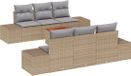 vidaXL Tuinbank - Set - 4 zitplaatsen - Beige en Lichtgrijs - Polyrattan