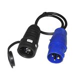 Cetac T-/TL-stekker + kabel 16 A 250 V, adapter Cetac naar Schuko, kabel 50 cm