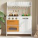 VEVOR Cuisine d'enfant en bois, ensemble de jeu d'intérieur avec lumières et sons réalistes, nourriture et casseroles, micro-ondes et four avec boutons, jeu de rôle, pour enfants de 3 à 8 ans